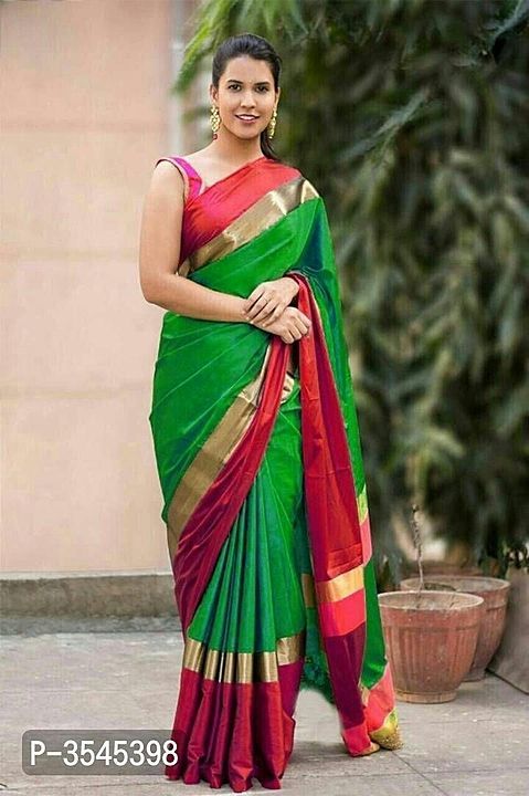 Beautiful cotton silk striped Saree with blause piece  uploaded by business on 10/26/2020