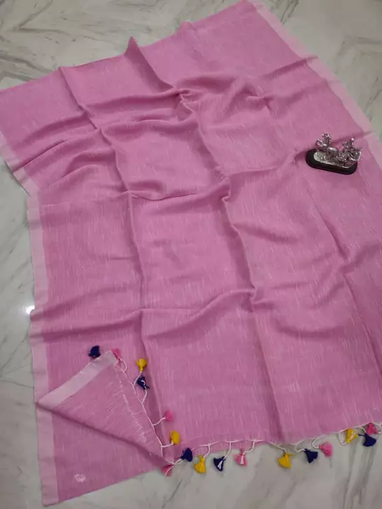 Plain Pure Lilen saree uploaded by Manorama Sharee House on 5/14/2022