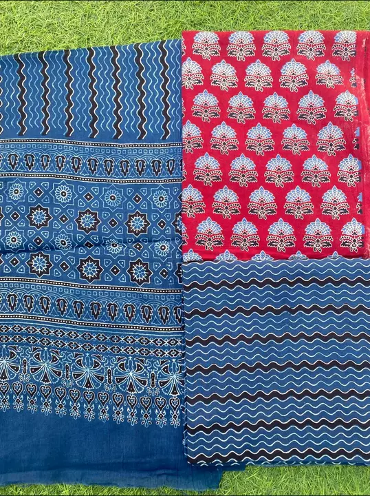 Post image *Ajrakh Prints Three Piece Suit Sets*
Mull Cotton Dupatta &amp; Cotton60sTop and Bottom LENGTH -:👇🏼Top -: 2.5 mtrBottom -: 2.5 mtrDupatta -: 2.5 mtr
WIDTH -:Top -: 44Inches Bottom -: 44Inches Dupatta -: 44Inches 
*PRICE* -: 1050 ₹+shipping charges