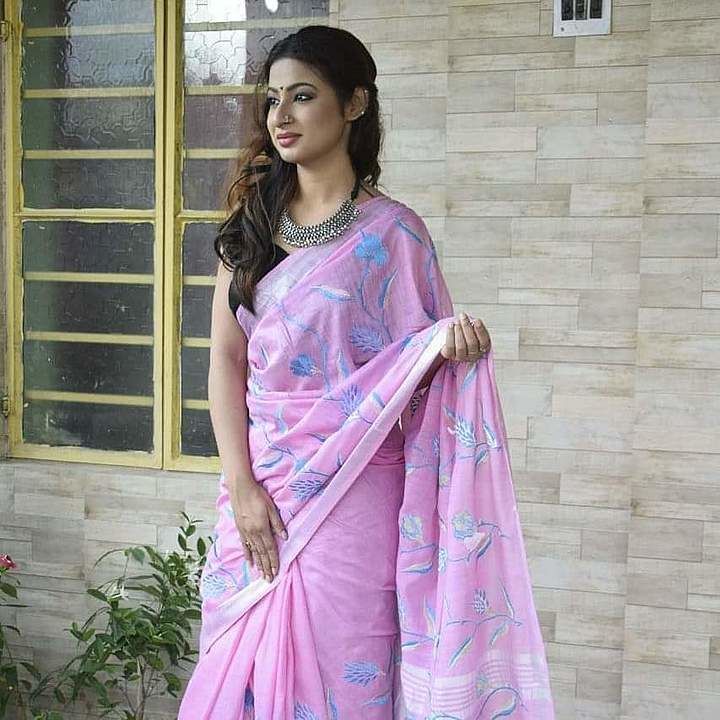 Pure linen saree embordry work uploaded by business on 10/26/2020