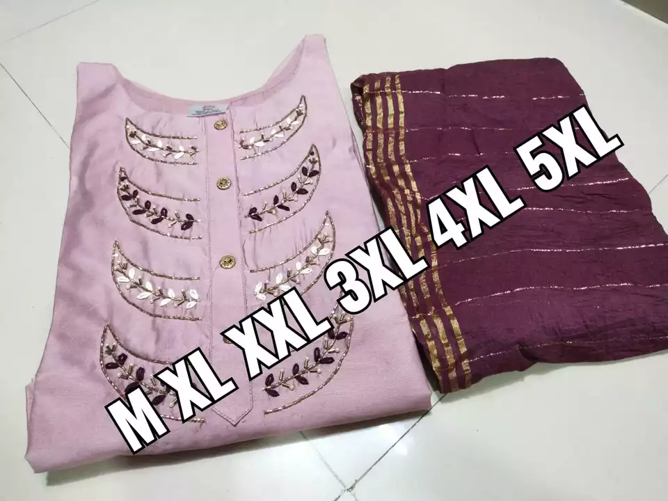Post image *kurti with duppata set*
*Size=mention on picture*
*Fabric = muslin*
*# new arrive*