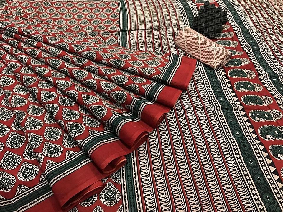Cotton hand block printed saree uploaded by business on 6/17/2020