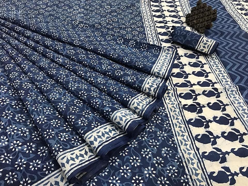 Cotton hand block printed saree uploaded by Cheena creation  on 6/17/2020