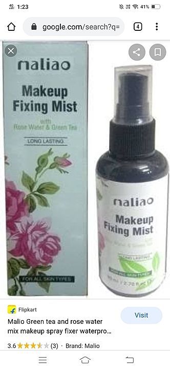 Maliao makeup fixer with green tea and rose water uploaded by Makeup is love by richa on 10/26/2020