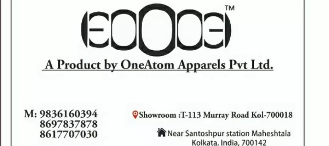 Visiting card store images of OneAtom Apparels