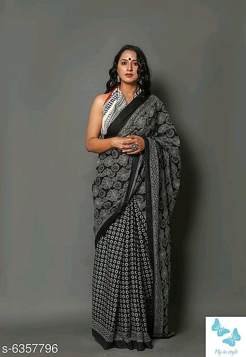Stylish printed mul-cotton saree with blouse piece uploaded by Fly in style on 10/26/2020