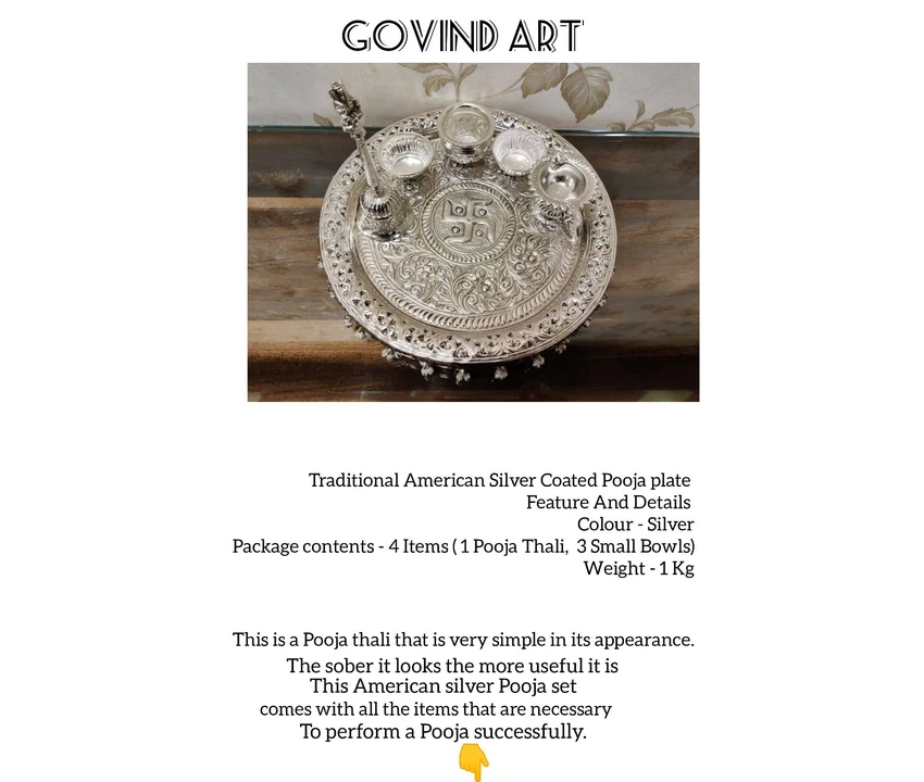 German silver Pooja thali  in brass  uploaded by Govind art on 5/16/2022