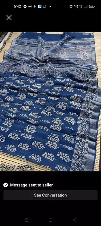 Linen saree cotton with Blouse uploaded by business on 5/17/2022