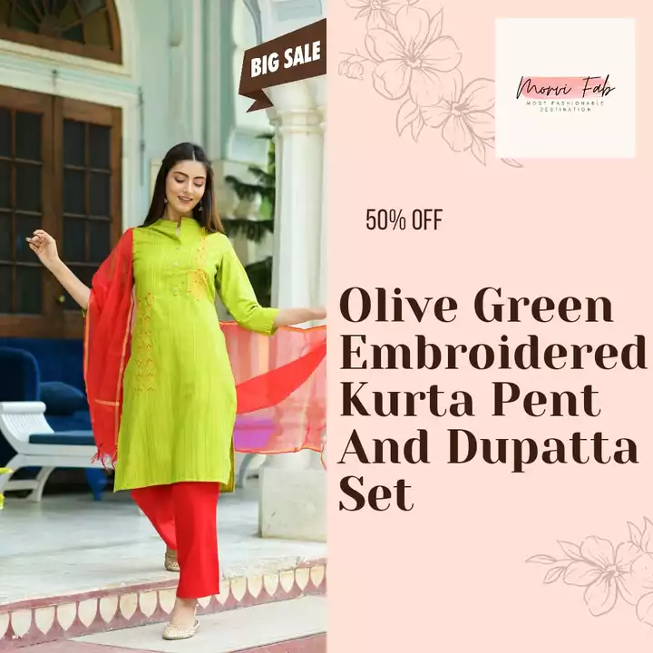 Product image with ID: olive-green-kurta-pent-and-duppata-set-0fbf77e8