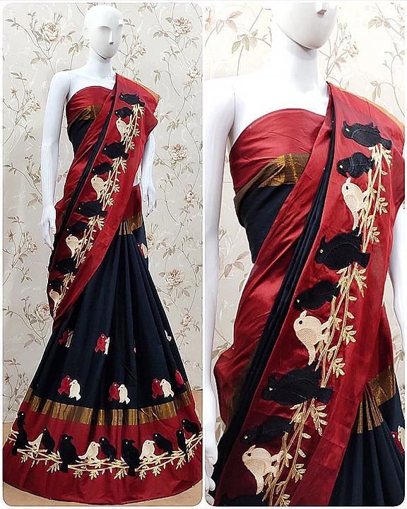 cotton saree with amezing  Embrodery multithread work uploaded by Shree Fashion Hub on 6/17/2020
