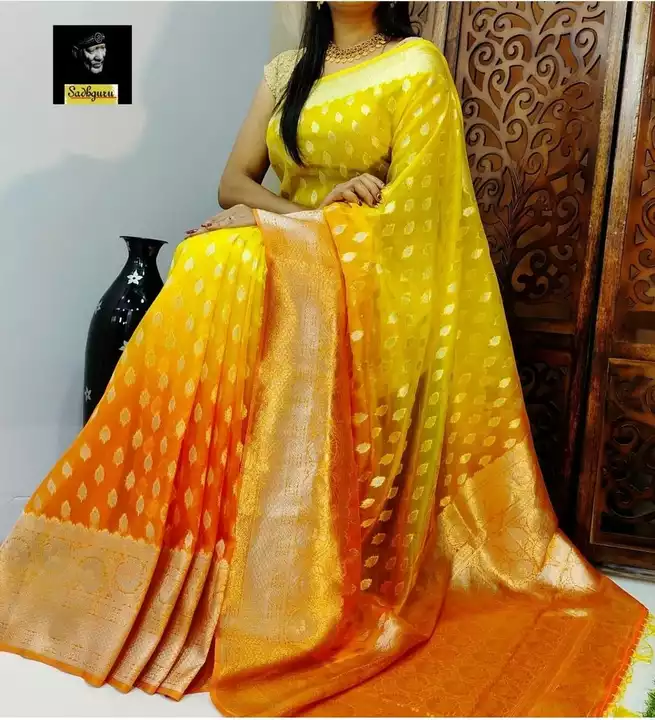 semi georgette soft silk saree uploaded by Banaras Silk Palace on 5/17/2022