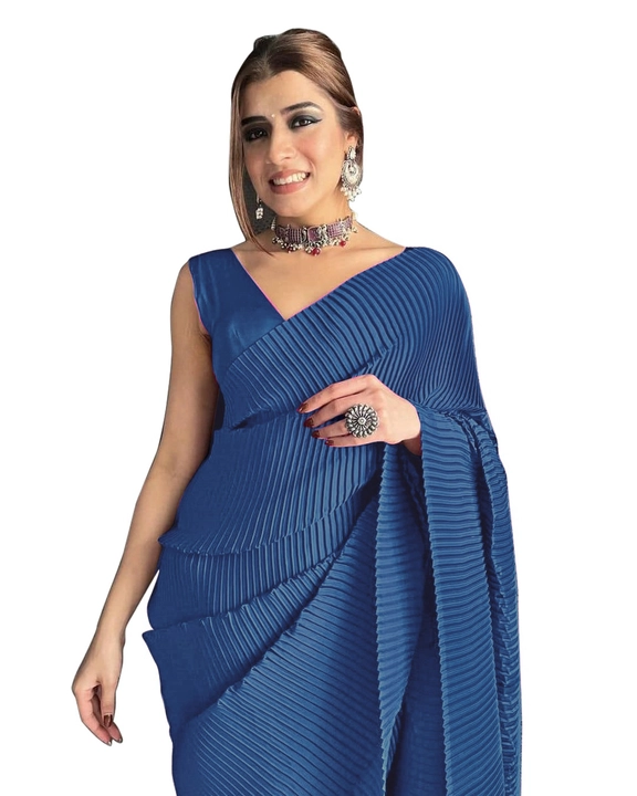 Heavy Satin crushed/Pleated designer saree  uploaded by Sidhidata Textile on 5/18/2022