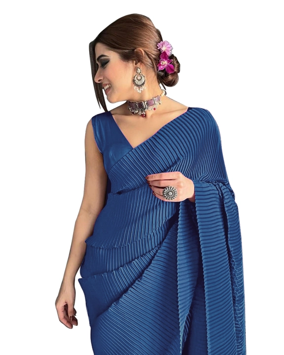 Heavy Satin crushed/Pleated designer saree  uploaded by Sidhidata Textile on 5/18/2022