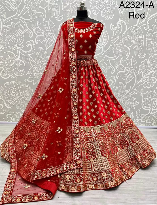 Post image Lycra Velvet and designer embroidered Lehengacholi 
Code : A2324Lehenga :Fabric - Lycra Velvet Work - dori work        Zari work       sequins work Stitching - standard cancan and canvas attached Size - free size up to 42
Blouse : Fabric - velvet Work - same as lehenga Size - 1 meter unstitched Backside - yes work is there
Dupatta : Fabric - softnet Work - four side lace and butti work Size - 2.5 meter long 
Weight - 3 kg approx Price - 6999
HD Image :https://www.dropbox.com/sh/3244zbqjxq21g98/AAAX8MPsexlbA3tGN_CLiK8Na?dl=0