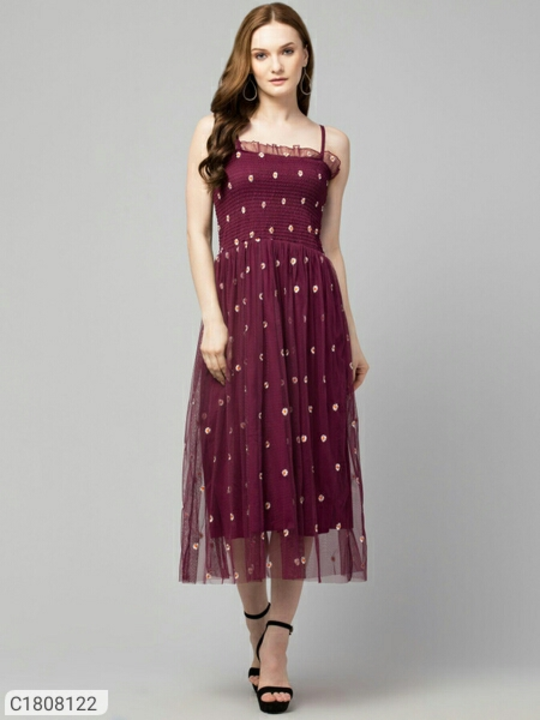 *Catalog Name:* Women's Net Embroidered Drop Waist Dress

*Details:*
Product Name: Women's Net Embro uploaded by Ekam online shopping on 5/18/2022