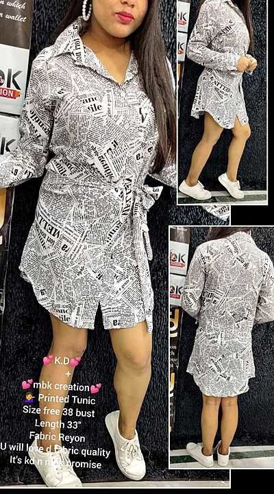 💕K.D💕
      +
 💕mbk creation💕

💁‍♀️ Printed Tunic

Size free 38 bust

Length 33"

Fabric Reyon
 uploaded by business on 10/27/2020
