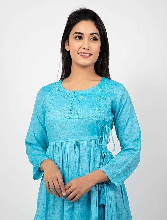 hand embroidered flyered kurta uploaded by business on 10/27/2020