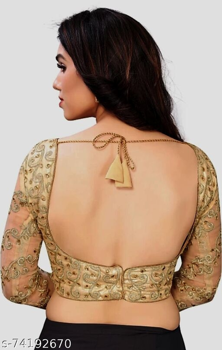 Post image Stylo Women BlousesFabric: OrganzaFabric: OrganzaSleeve Length: Three-Quarter SleevesPattern: Embroidered