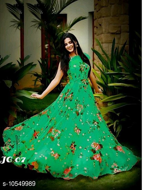 Catalog Name:*Mahika Attractive Women Gowns*
Fabric: Rayon
Multipack: 1
Sizes: 
S (Bust Size: 36 in, uploaded by Online nand on 10/27/2020