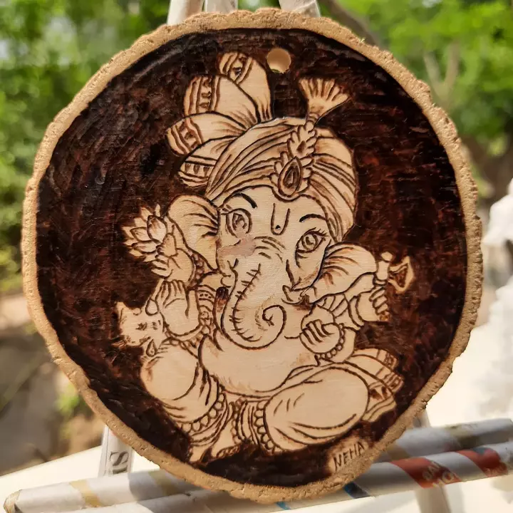 Post image Pyrography art, / wood burning art 4 inch size500 INR included all tex
