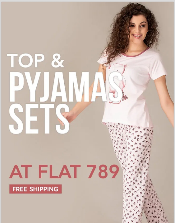 Post image Top &amp; pyjama Sets at Flat 789 + free shipping + 5% discount                                    Hurry! Limited time offer                                               Link 👇
https://arpitascollection.clovia.com/top-pyjama-sets-at-flat-789/s/
