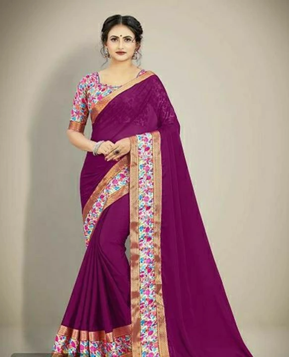 Cotton Solid Lace work Saree with Blouse Piece uploaded by Fashion_hub on 5/21/2022