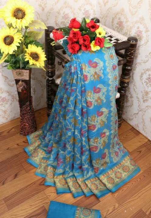 Printed Linen Cotton Saree uploaded by Fashion_hub on 5/21/2022