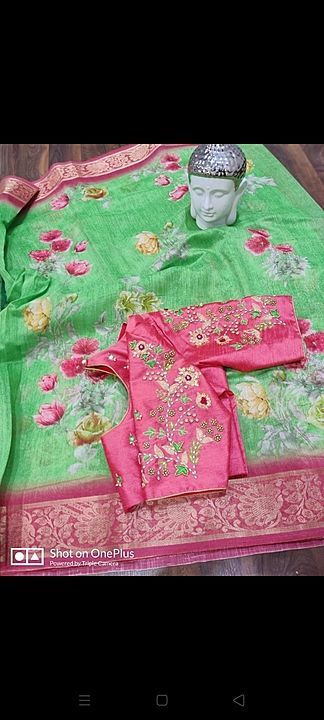 Post image 💥💥💥Beautiful pure lenin silk sarees with rich border and pallu paired with heavy maggam work blouse.......



 price 3750+$