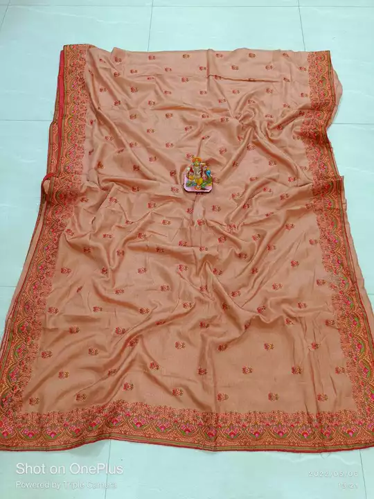 Post image All over  Kashmiri work semi tosor saree with bp for details contact me