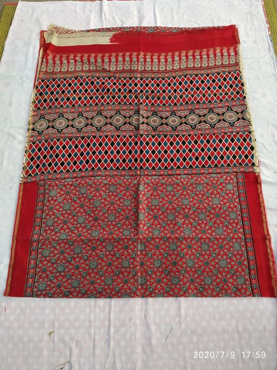 Pure chanderi silk ajrak print saree uploaded by business on 5/21/2022