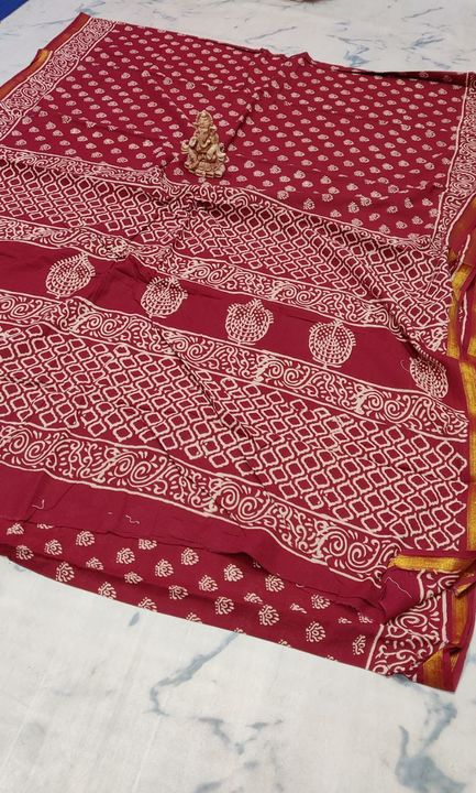 Pure chanderi silk ajrak print saree uploaded by business on 5/21/2022