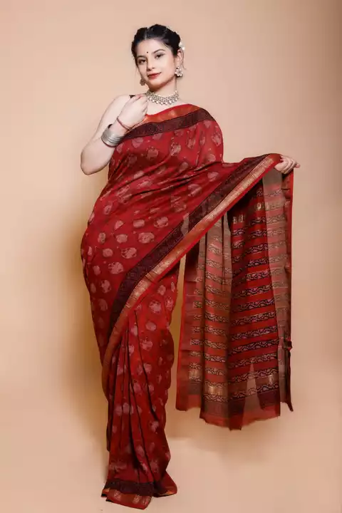 Ajrakh saree uploaded by Av textile on 5/22/2022