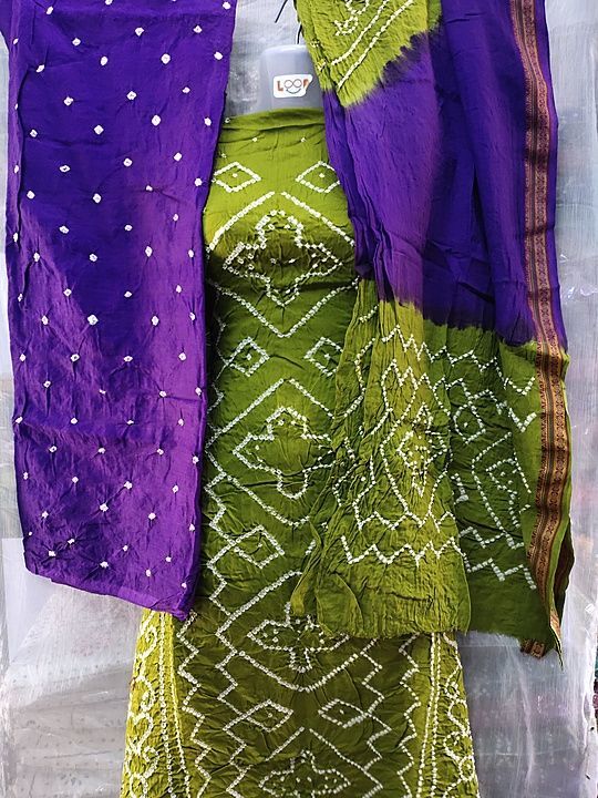 Post image Hey! Checkout my new collection called Bandhani Satin Dress Material.