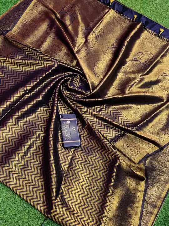 *Soft Mulberry Brocade Silk Golden Zari Exclusive Zigzag Design Saree  uploaded by Prodect selling on 5/23/2022