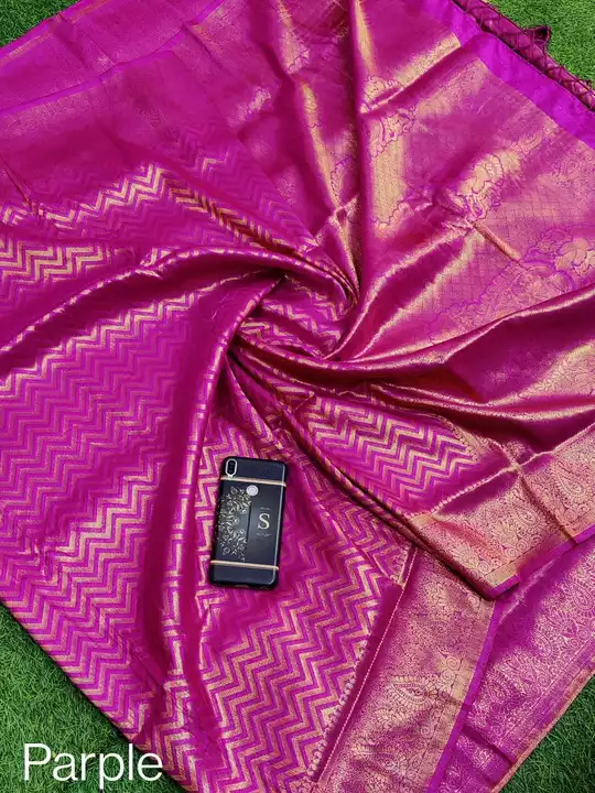 *Soft Mulberry Brocade Silk Golden Zari Exclusive Zigzag Design Saree  uploaded by Prodect selling on 5/23/2022