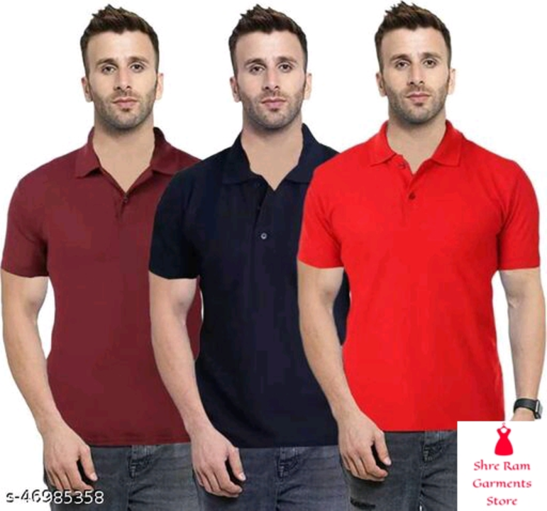 Combo Collar Neck Cotton Blend Solid T-Sh uploaded by business on 5/23/2022