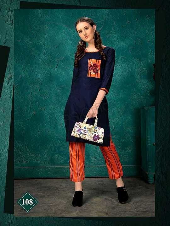 Rayon printed kurti top and bottom available uploaded by Anuj Creation on 6/17/2020