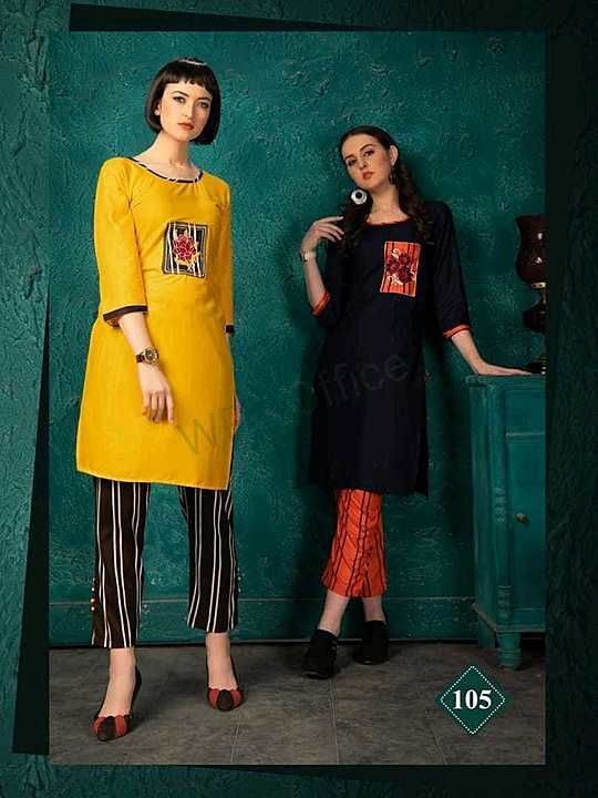 Rayon printed kurti top and bottom available uploaded by business on 6/17/2020