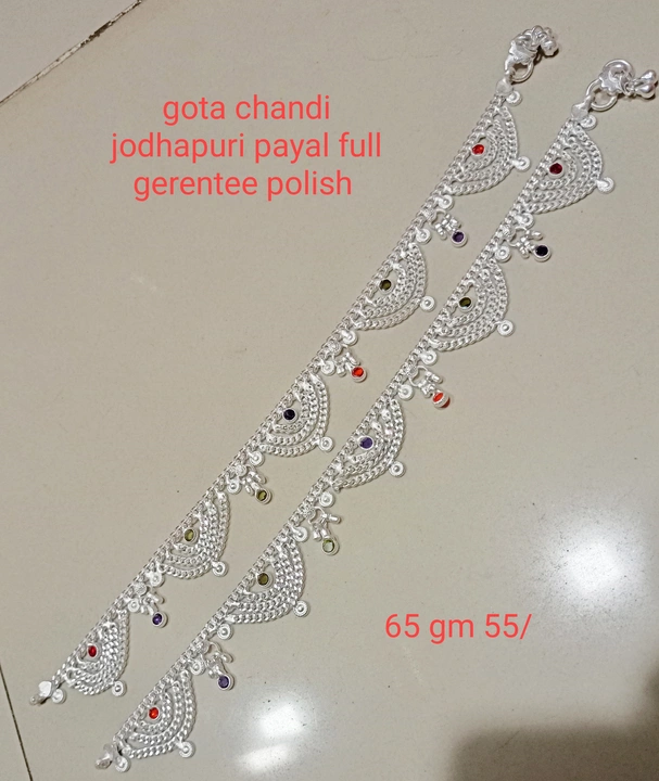 Gota chandi jodhapuri payal full polish garentee uploaded by Imitation jewellery on 5/24/2022