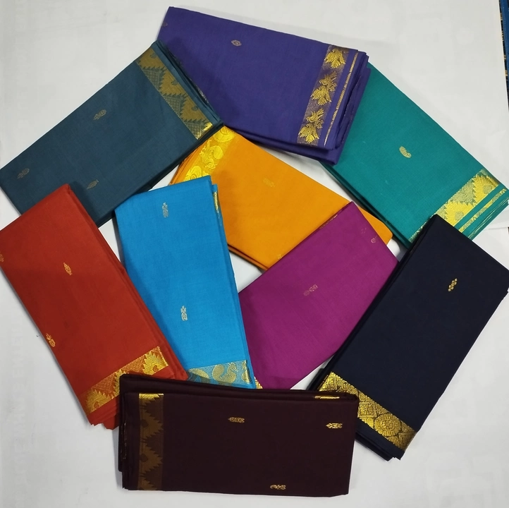 Cettinad cotton plain butta sarees uploaded by business on 5/24/2022