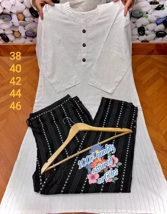 *6 ATTRACTIVE COLOURS LUREX STRIPE  KHADI KURTI WITH BEAUTIFUL BLACK ARROW DESIGN PANT* 

 uploaded by business on 5/24/2022