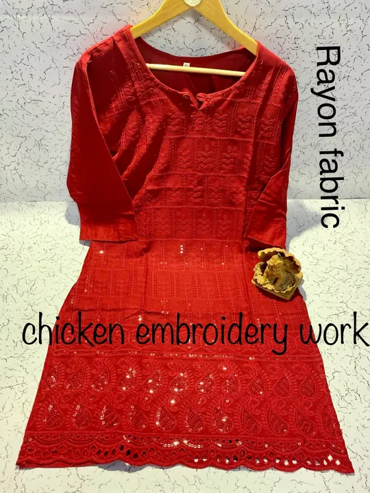 Chicken work kurti ajj uploaded by pink Rose fashion Store  on 5/24/2022