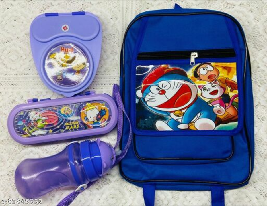COMBO OF 4 ,1 CARTOON CHARACTER SCHOOL BAG,1 WATER BOTTLE,1 PENCIL BOX,1 LUNCH BOX uploaded by business on 5/26/2022