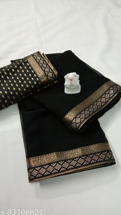 Balck gold black fancy Georgette saree with original   uploaded by Saree on 5/26/2022