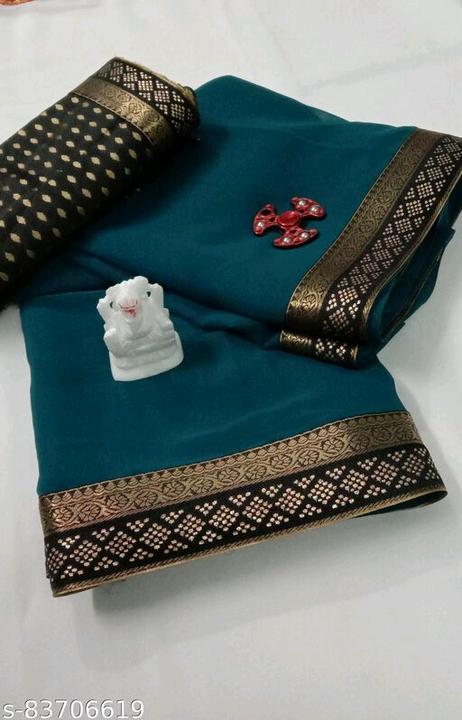 Balck gold black fancy Georgette saree with original uploaded by Saree on 5/26/2022