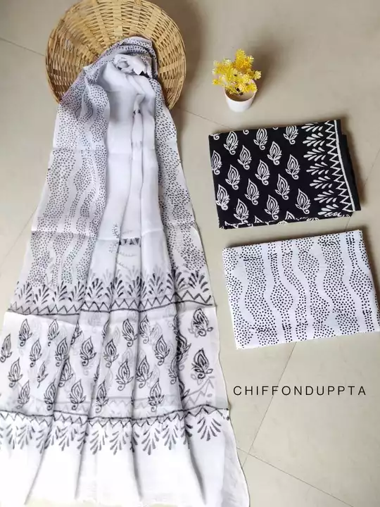 Cotton suit with chiffon dupatta  uploaded by Fashion Hub on 5/26/2022