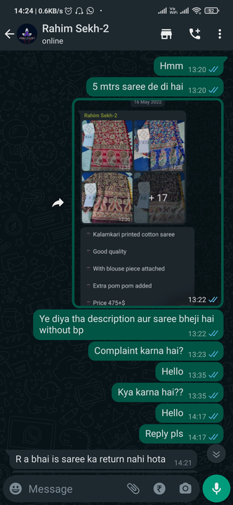 Post image Miss selling of products and not accepting his mistake, refused to change/refund