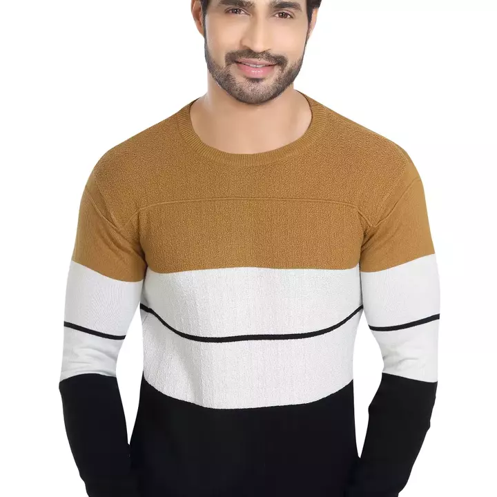 BLOWSTUD Men's Regular fit pullover cotton casual full sleeve Knitting striped T-shirt for men uploaded by business on 5/26/2022
