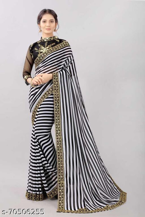 Radiance Star Fancy Black Saree Designs Collection Georgette Saree For Women, 

 uploaded by MONK PANDA 🐼 on 5/26/2022