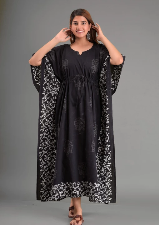 Women's kaftan cotton printed long dress uploaded by business on 5/27/2022